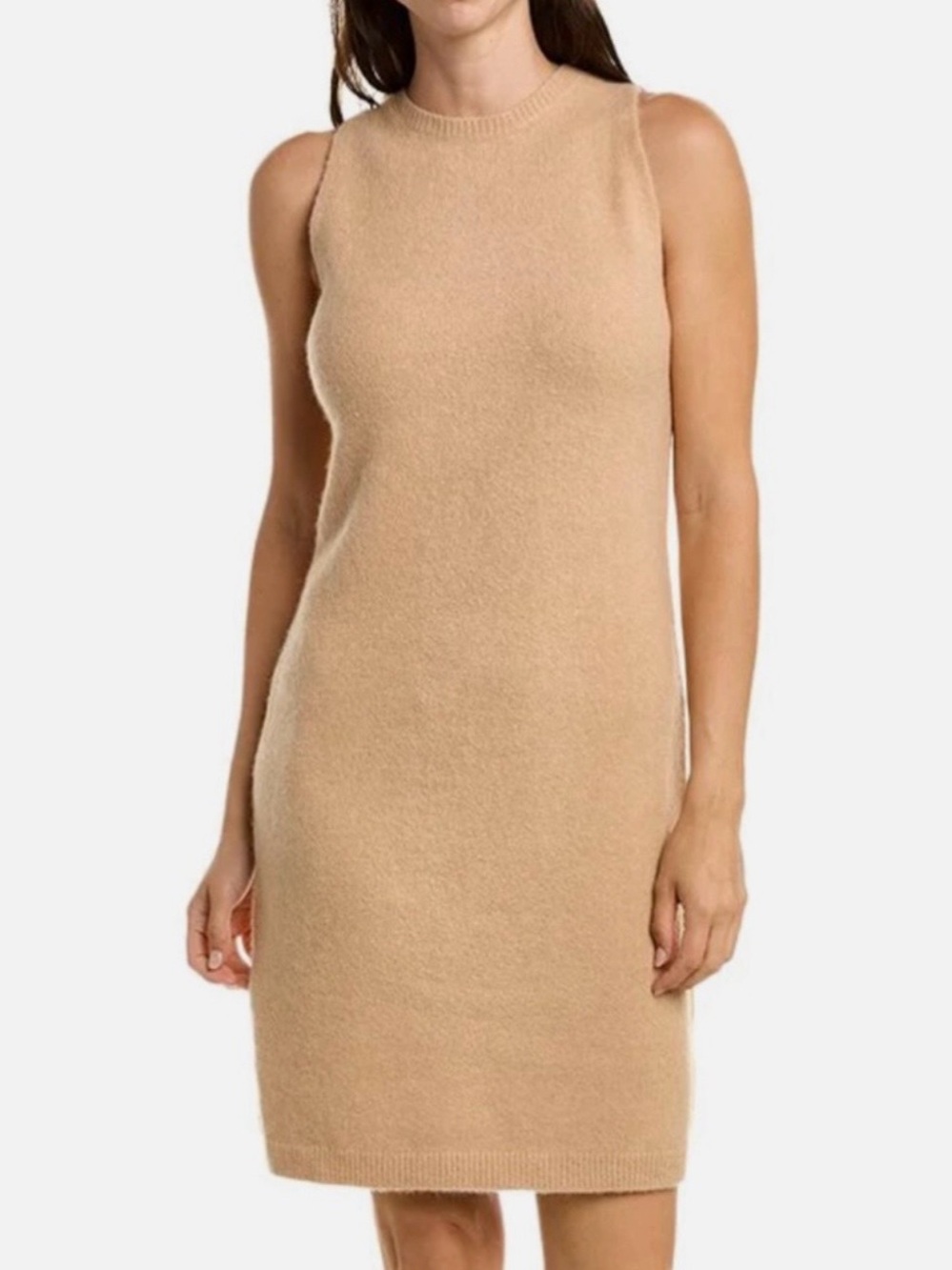 NWT Vince Sleeveless Wool Midi Dress in Camel Beige Sz S